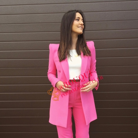 BLOGGER FAV ZARA DOUBLE BREASTED FROCK PINK BLAZER - Picture 6 of 15